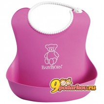 Мягкий нагрудник с карманом для крошек Babybjorn Soft Bib Pink, цвет розовый