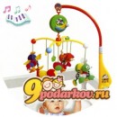 Музыкальный мобиль Felice на кровать электронный с мягкими игрушками Забавные зверята-2, цвет красный с желтым и зеленым