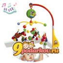 Музыкальный мобиль Felice на кровать электронный с мягкими игрушками Забавные зверята-3, цвет красный с зеленым и желтым