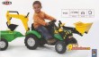 Трактор  FALK педальный с ковшом,экскаватором и прицепом, цвет зеленый с желтым