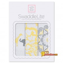 Набор пеленок SwaddleDesigns Swaddle Lite SC Elephant/Chickies 3 шт, цвет желтый