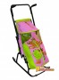 Санки-коляска с колесиками Снегурочка 4-Р МЕДВЕЖОНОК, цвет салатовый-розовый
