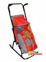 Санки-коляска с колесиками Снегурочка 4-Р МЕДВЕЖОНОК, цвет серый-красный