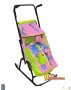 Санки-коляска с колесиками Снегурочка 4-Р СОБАЧКА, цвет салатовый-розовый