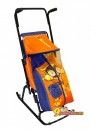 Санки-коляска с колесиками Снегурочка 4-Р КОТЕНОК, цвет синий-оранжевый
