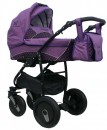 Детская коляска QUIPOLO SANDERO 3 в 1, цвет фиолетовый с точками