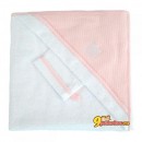 Махровое полотенце с уголком + варежка Red Castle от 0 до 24 месяцев, цвет белый/розовый
