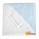 Махровое полотенце с уголком + варежка Red Castle от 0 до 24 месяцев, цвет белый/голубой