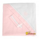 Махровое полотенце с уголком + варежка Red Castle от 0 до 24 месяцев, цвет розовый/белый
