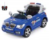 Электромобиль с радиоуправлением и светом фар для детей от 3 до 6 лет Police BMW, цвет синий 6v