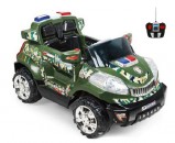 Электромобиль с радиоуправлением и светом фар для детей от 3 до 8 лет Police Jaguar, цвет зеленый 6v
