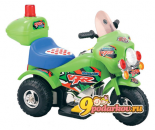 Мотоцикл TjaGo MINI; аккумулятор 6 вольт, 4,5 A/h; время работы 1 заряда бат. 1-1,5часа; мощность мотора 15 ватт, цвет зелёный