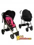 Прогулочная коляска Smart 2в1 Phil and Teds  с блоком-люлькой    для новорожденных, цвет  розовая с черным