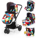 Детская  коляска 3 в 1 Cosatto Giggle Pablo + Автокресло, расширенная 4-летняя гарантия, цвет разноцветные треугольники c темно-синим