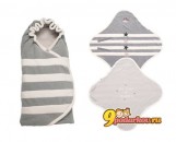 Одеяло-конверт Lodger Wrapper Original Fleece Grey Stars & Stripes, цвет серый с белыми полосками