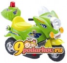 Электромотоцикл для детей от 2 до 4 лет TjaGo MINI POLICE, 6v, цвет зелёный