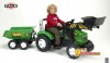 Трактор-экскаватор FALK педальный с прицепом, цвет зеленый