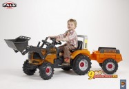 Трактор FALK педальный с прицепом и ковшом, цвет оранжевый