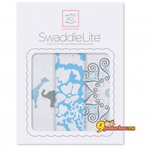 Набор пеленок SwaddleDesigns Swaddle Lite PB Elephant/Chickies 3 шт, цвет голубой