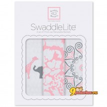 Набор пеленок SwaddleDesigns Swaddle Lite PP Elephant/Chickies 3 шт, цвет розовый
