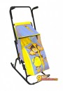 Санки-коляска с колесиками Снегурочка 4-Р КОТЕНОК, цвет желтый-голубой
