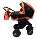 Детская коляска QUIPOLO SANDERO 3 в 1, цвет графит с оранжевым