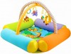 Детский надувной коврик Сафари размером 101х101 см с надувным ограждением, насосом и игрушками на игровой дуге