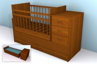 Детская кроватка-трансформер Варвара с маятником поперечного качания и комодом; цвет орех